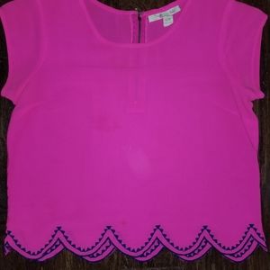Hot Pink crop top w/ navy detail